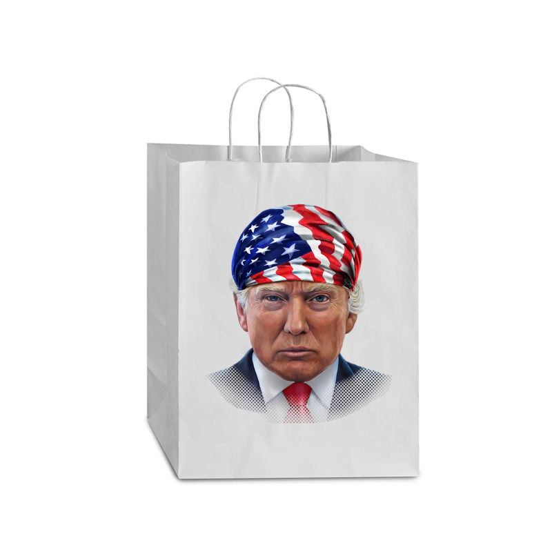 President Donald Trump In Flag Of Usa Head Wrap Mart Paper Bag -13 x 7 x 17 by Hoang95 | Artistshot