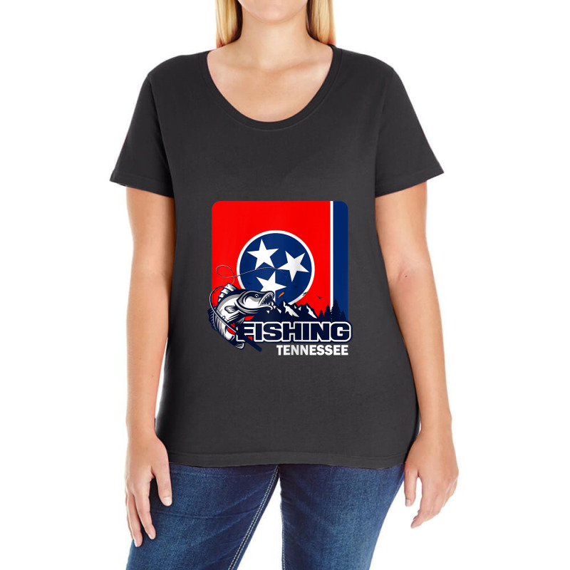 Flag Of Tennessee   Fishing In Tennessee   Tennessee Fishing Raglan Ba Ladies Curvy T-Shirt by Tiktify | Artistshot