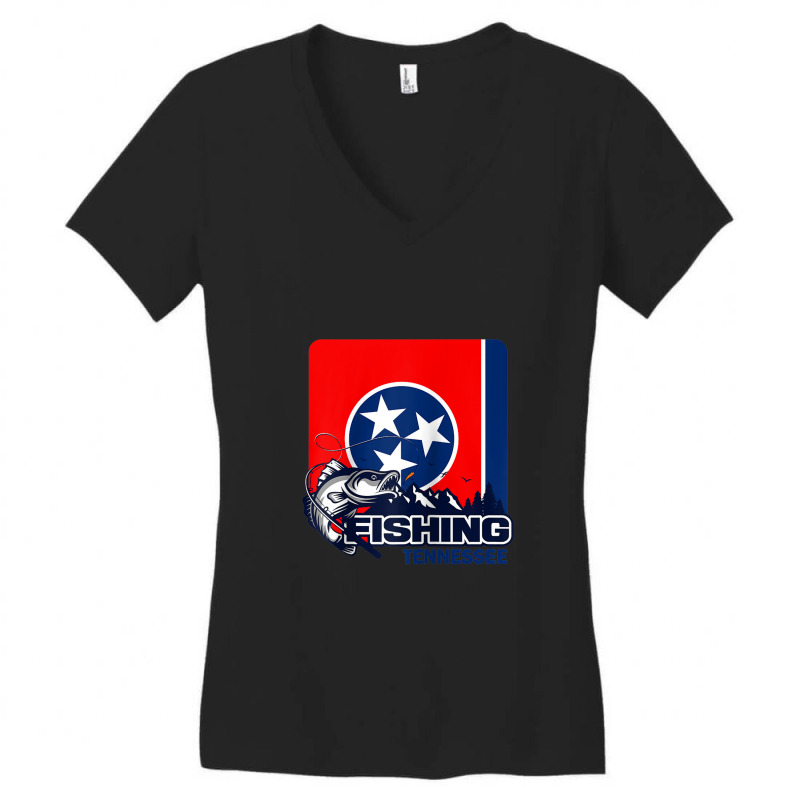 Flag Of Tennessee   Fishing In Tennessee Raglan Baseball Tee Women's V-Neck T-Shirt by Tiktify | Artistshot