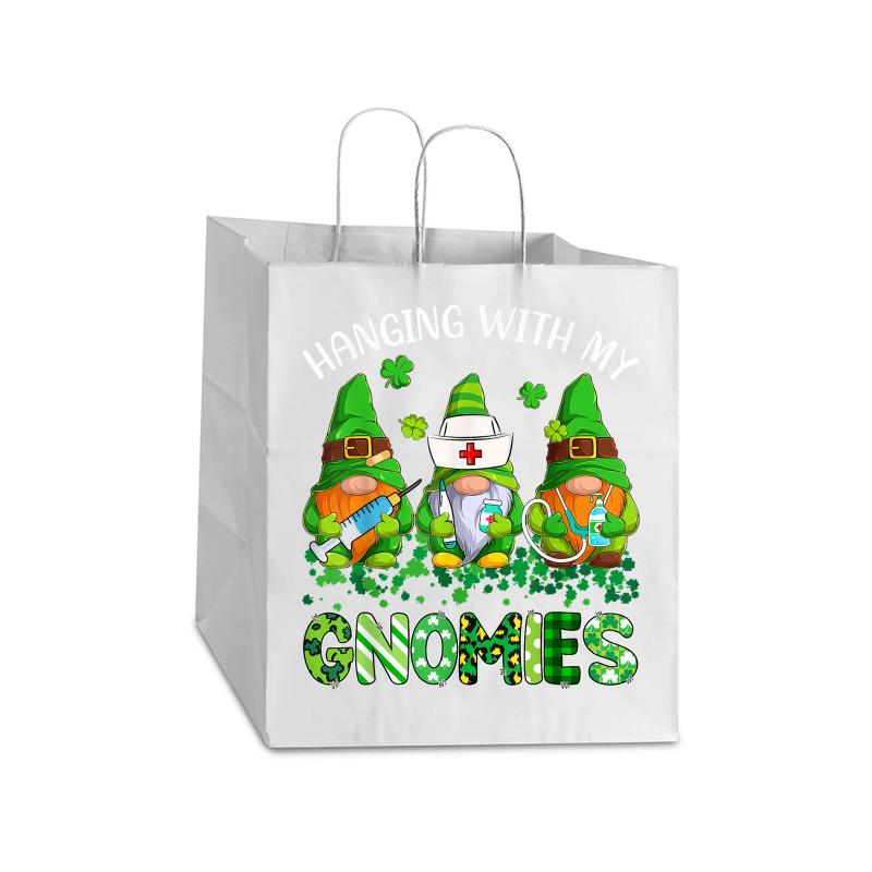 St Patricks Day Hanging With My Gnomies Nurse Stethoscope T Shirt Take Out Paper Bag - 14 X 10 X 15 1/2 | Artistshot