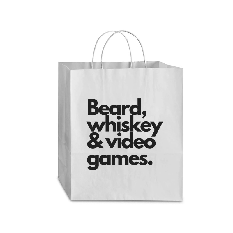 Beard, Whiskey & Video Games  Manly Whiskey Drinker Traveler Paper Bag -13 X 6 X 15 3/4 | Artistshot