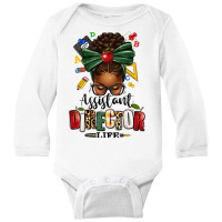 Assistant Director Life Afro Messy Bun Long Sleeve Baby Bodysuit | Artistshot