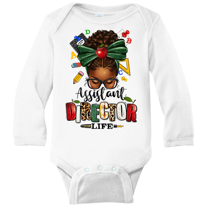 Assistant Director Life Afro Messy Bun Long Sleeve Baby Bodysuit by texasbilliewilder | Artistshot