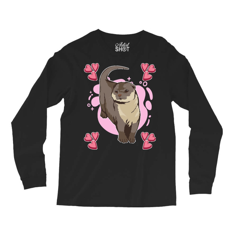 Otter T  Shirt Sea Otter Pink Heart Design Otter T  Shirt Long Sleeve Shirts | Artistshot