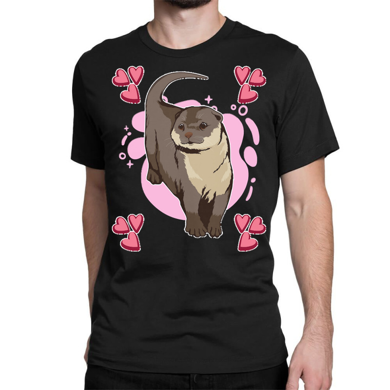 Otter T  Shirt Sea Otter Pink Heart Design Otter T  Shirt Classic T-shirt | Artistshot