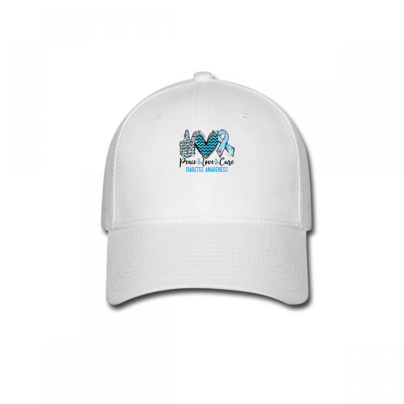 Diabetes Diabetic Peace Love Cure Blue Ribbon 5 Diabetes Awareness Baseball Cap by circularflap | Artistshot