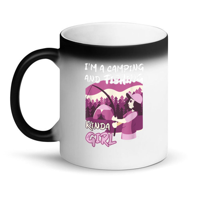 Girl Fishing Rod Campfire Fish Woman Camping And Fishing Magic Mug | Artistshot