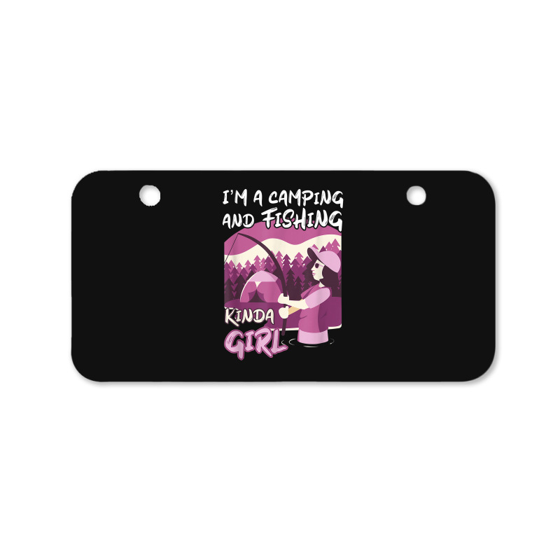 Girl Fishing Rod Campfire Fish Woman Camping And Fishing Bicycle License Plate | Artistshot