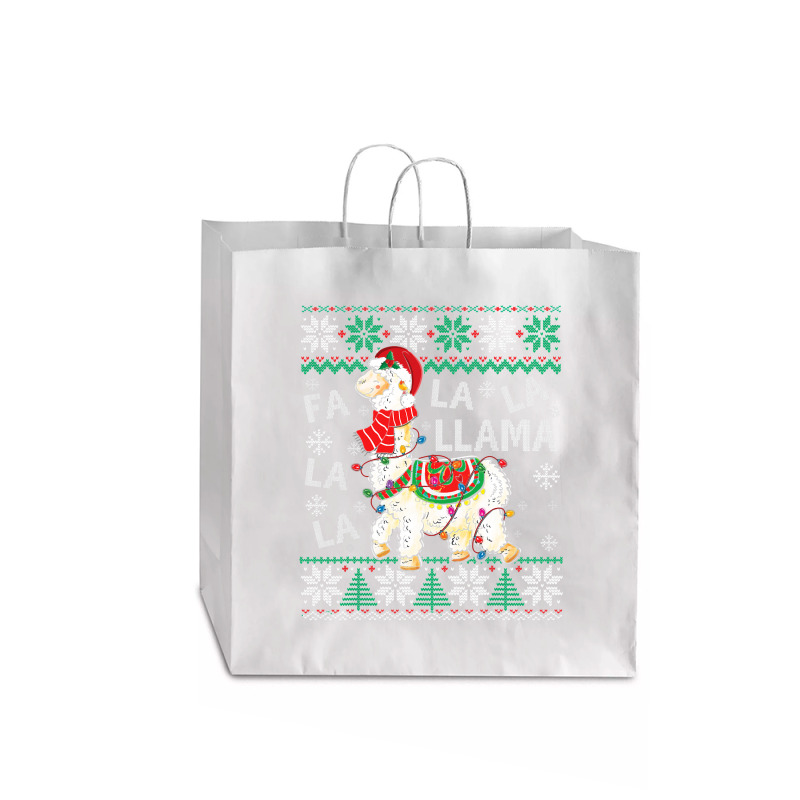 Fa La La Llama Christmas Santa Hat Lights Ugly Sweater 136 Jumbo Paper Bag - 18 X 7 X 18 3/4 | Artistshot