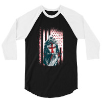 Jesus Crusader Warrior Vintage American Flag Knight Templar 3/4 Sleeve Shirt | Artistshot