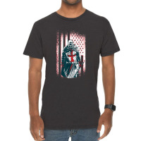 Jesus Crusader Warrior Vintage American Flag Knight Templar Vintage T-shirt | Artistshot