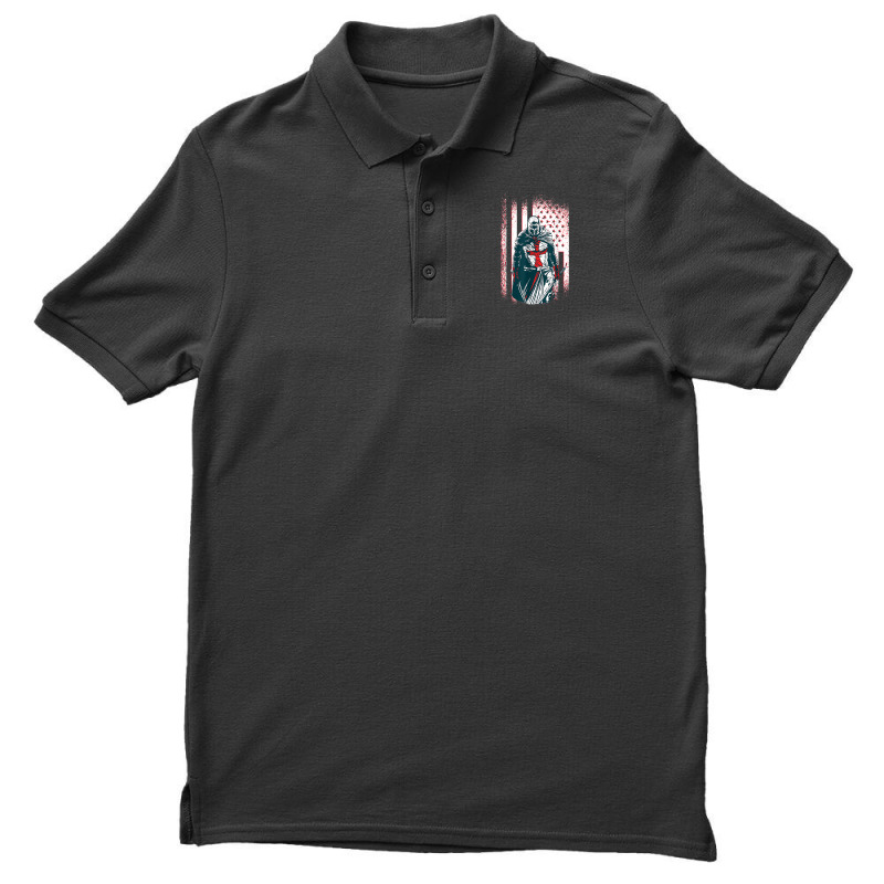 Jesus Crusader Warrior Vintage American Flag Knight Templar Men's Polo Shirt | Artistshot