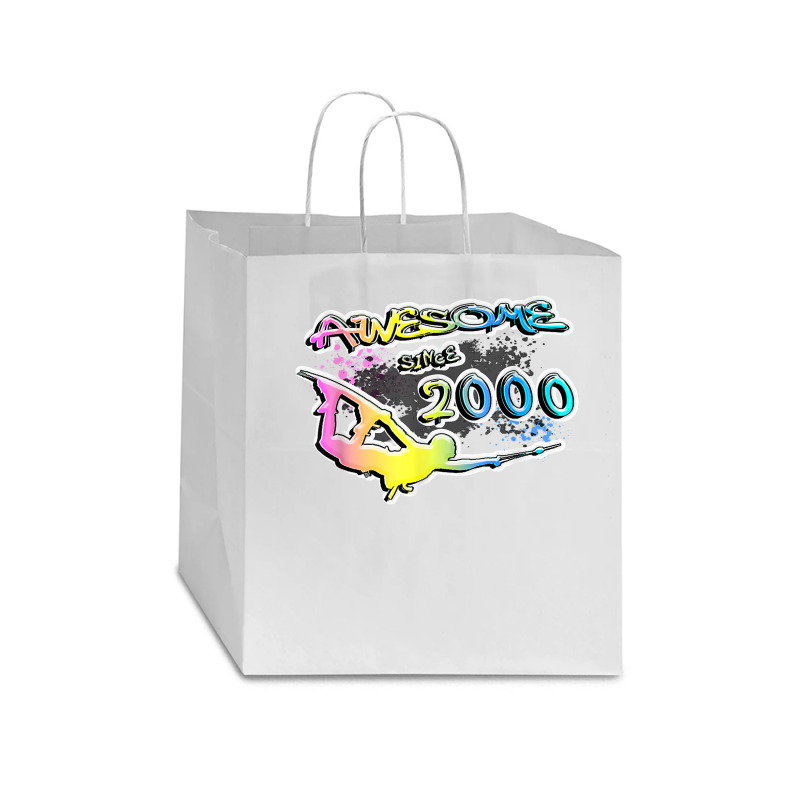 Awesome Since 2000. Wakeboard Lifestyle T Shirt Star Paper Bag - 13 X 7 X 13 | Artistshot