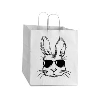 Bunny Face With Sunglasses Easter Day For Boys Men Kids Take Out Paper Bag - 14 X 10 X 15 1/2 | Artistshot