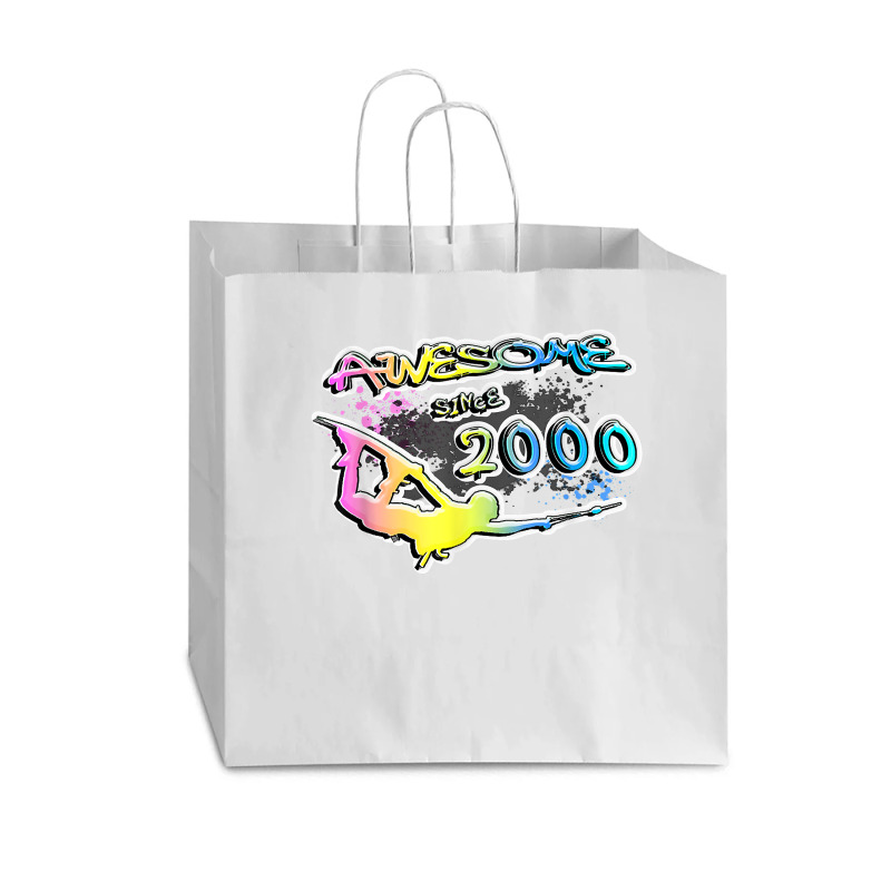 Awesome Since 2000. Wakeboard Lifestyle T Shirt Vogue Paper Bag - 16 X 6 X 12 | Artistshot