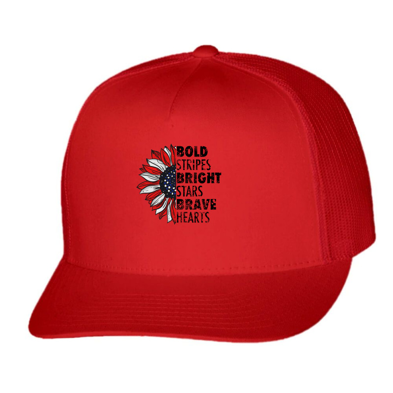 Bold Stripes Bright Stars Brave Hearts Trucker Cap | Artistshot