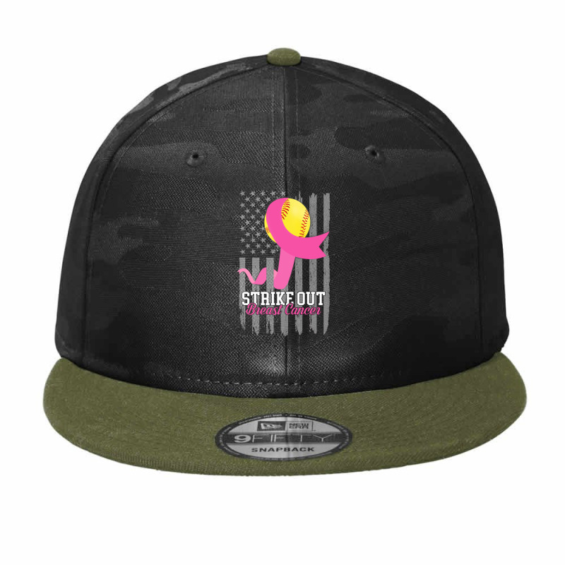 Breast Cancer Softball Strike Out Flag Cancer Survivor Awareness Camo Snapback by circularflap | Artistshot