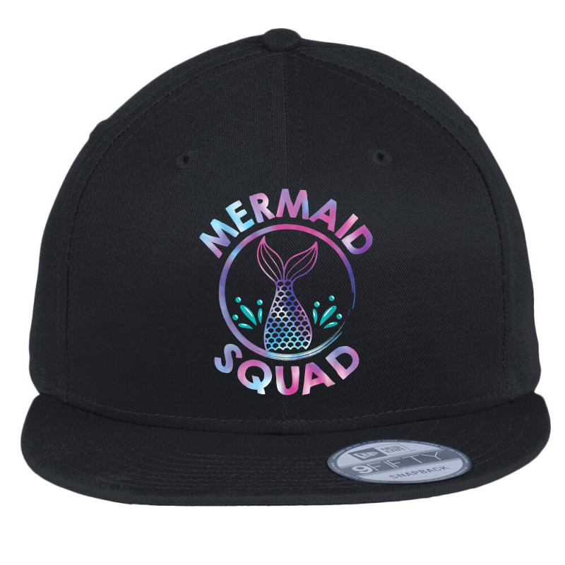 Mermaid Squad Mermaid Tail Toddler Girls Birthday Outfit T Shirt Flat Bill Snapback Cap | Artistshot