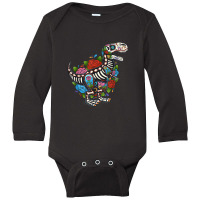 Rex Dinosaur Animal Sugar Skull Mexico Calavera Dia De Los Muertos Long Sleeve Baby Bodysuit | Artistshot