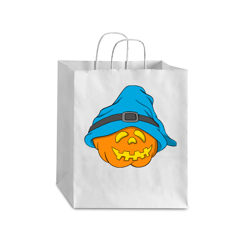 Halloween Jack O Lantern T  Shirt Slouchy Hat Halloween Pumpkin Blue V Debie Paper Bag - 10 X 5 X 13 | Artistshot