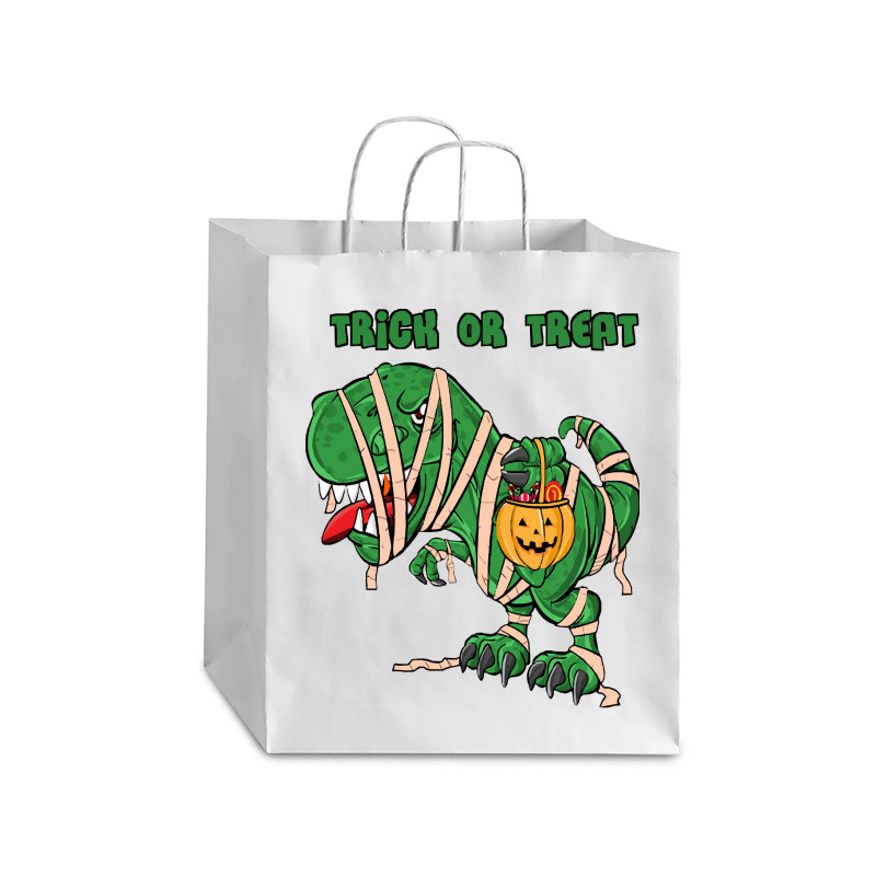 Halloween T  Shirthalloween Dinosaur T Rex Mummy Pumpkin T R I C K O R Debie Paper Bag - 10 X 5 X 13 | Artistshot