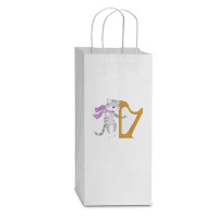 Harp Cat Lover Harpist Musician Musical Instrument T Shirt Double Wine Paper Bag - 6 1/2 X 3 1/2 X 12 3/8 | Artistshot