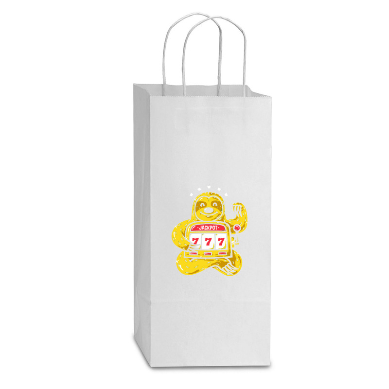 Lucky Sloth Machine Double Wine Paper Bag - 6 1/2 X 3 1/2 X 12 3/8 | Artistshot