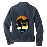 I'd Rather Be On Sea Lion Lake Wisconsin Fishing Premium Ladies Denim Jacket | Artistshot