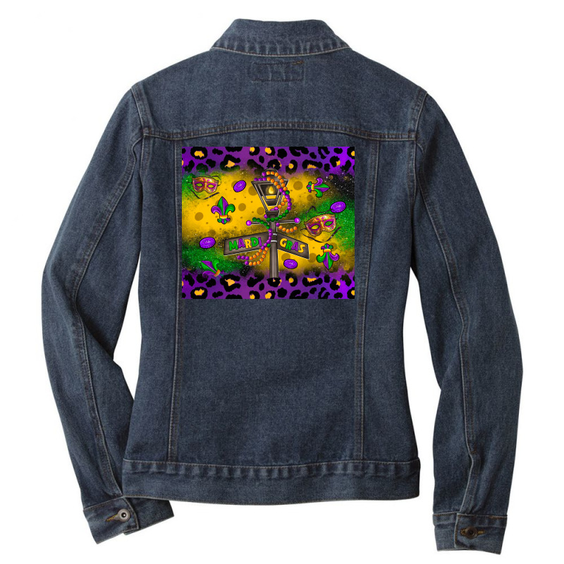 Mardi Gras Street Lights Ladies Denim Jacket by LillyAllenDesigns | Artistshot