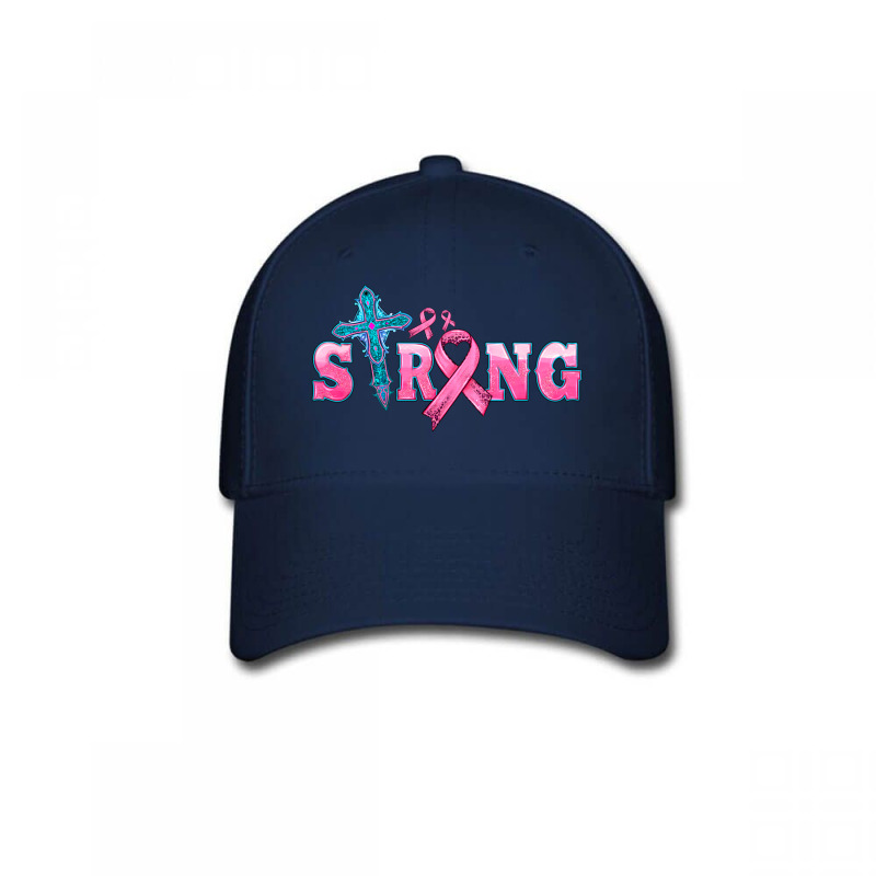 Strong With Cross Ribbon Baseball Cap | Artistshot