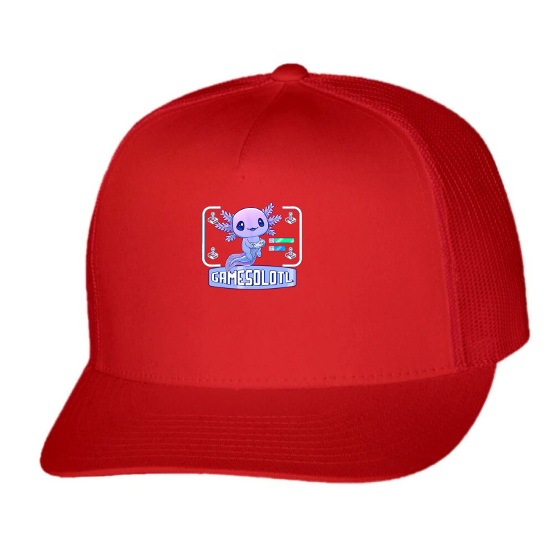 Axolotl Cute Axolotl Lover Gaming Gamesalotl Video Gamer Boys 64 Trucker Cap by circularflap | Artistshot