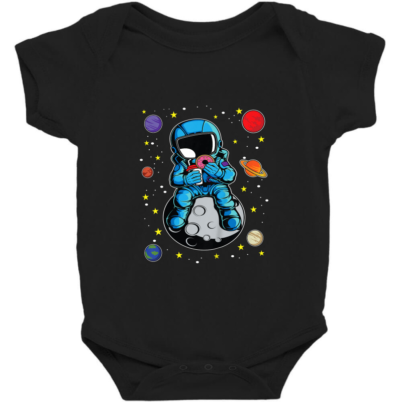 Kids Funny Astronaut Donut Milkshake Galaxy Planets Stars Space Baby Bodysuit by Yuh2105 | Artistshot