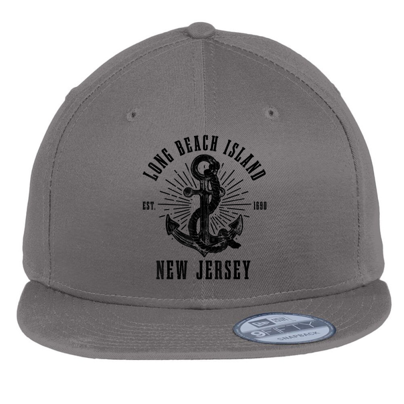 Long Beach Island Est. 1690 New Jersey Vintage Nautical T Shirt Flat Bill Snapback Cap by marshall0976 | Artistshot