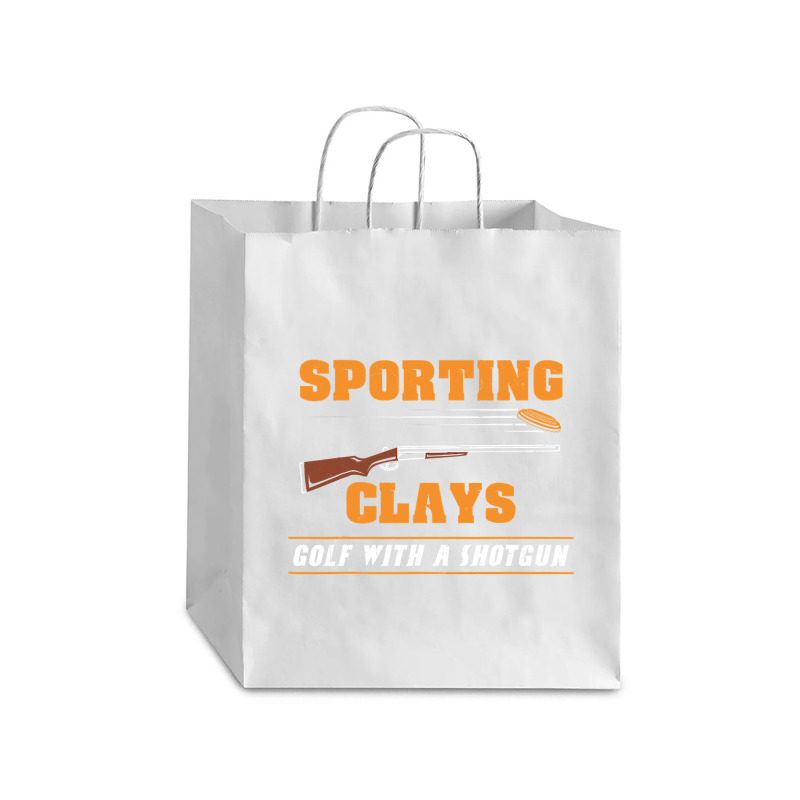 Sporting Clays   Golf With A Shotgun   Clay Target Shooting T Shirt Debie Paper Bag - 10 X 5 X 13 | Artistshot