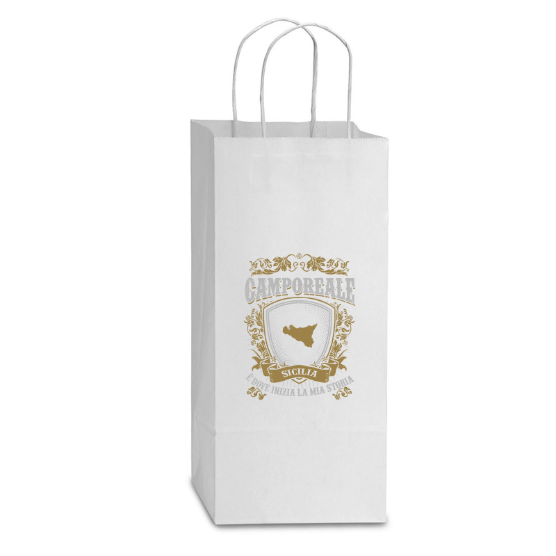 Camporeale Sicilia E Dove Inizia La Mia Storia Shirt Double Wine Paper Bag - 6 1/2 X 3 1/2 X 12 3/8 | Artistshot