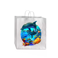 Dolphin Sea Life Save The Ocean Marine Biology Aquarium T Shirt Jumbo Paper Bag - 18 X 7 X 18 3/4 | Artistshot