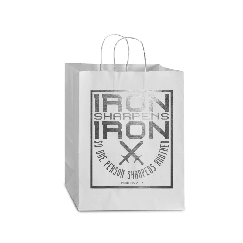 Iron Sharpens Iron  Holy Christian Bible Verse Animations Characters Mart Paper Bag -13 X 7 X 17 | Artistshot