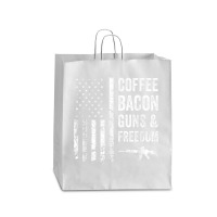 Coffee Bacon Guns And Freedom   Bbq Grill Funny Gun Usa Flag T Shirt Queen Paper Bag - 16 X 6 X 19 1/4 | Artistshot