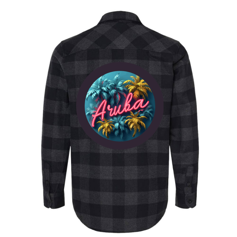 Aruba Design With Black Border And Neon Lettering Flannel Shirt by velvetroom | Artistshot