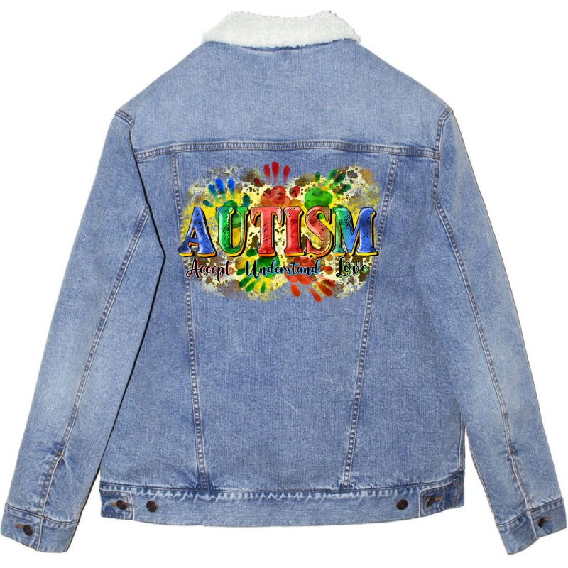 Autism Accept Understand Love Unisex Sherpa-Lined Denim Jacket by CowGirlArtShop | Artistshot