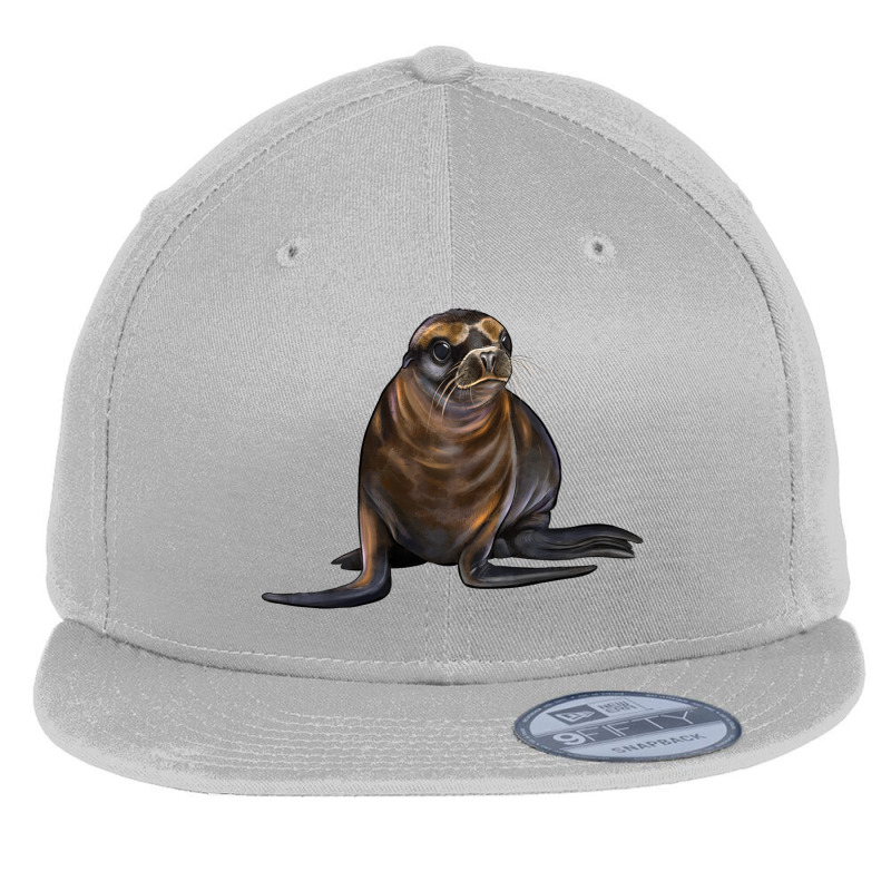 Sea Lion Illustrations Flat Bill Snapback Cap by LillyAllenDesigns | Artistshot