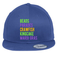 Beads, Parades, Crawfish, Kingcake, Mardi Gras T Shirt Flat Bill Snapback Cap | Artistshot