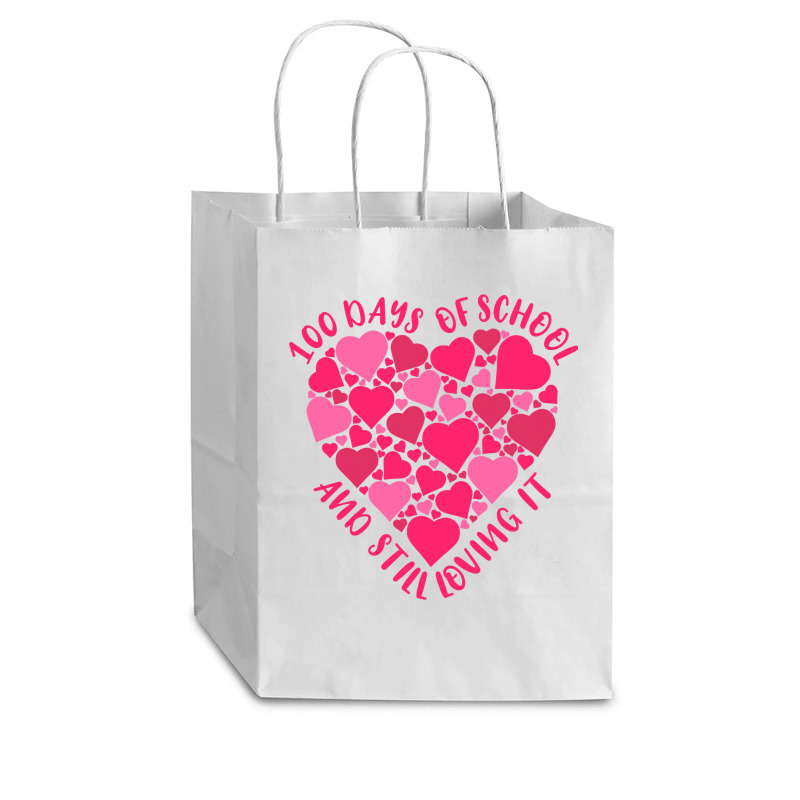 Cute 100 Days Of School And Still Loving It Heart Cub Paper Bag - 8 X 4 1/2 X 10 1/4 | Artistshot