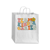 Team Kindergarten Groovy Wavy Back To School Teacher Student T Shirt Debie Paper Bag - 10 X 5 X 13 | Artistshot