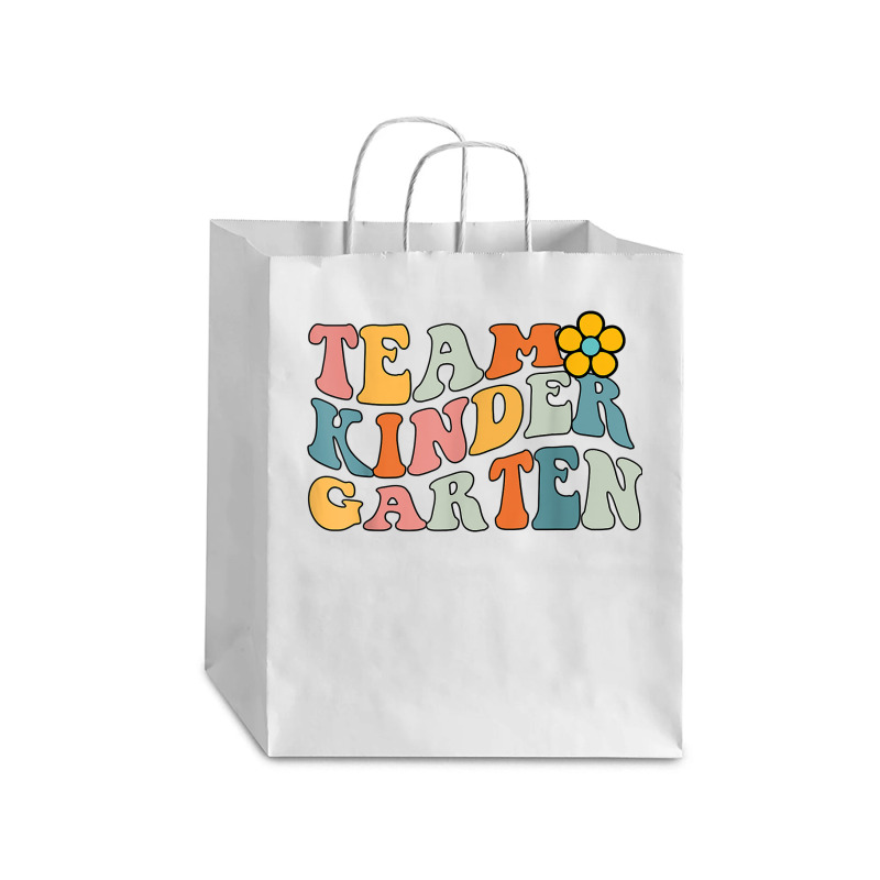 Team Kindergarten Groovy Wavy Back To School Teacher Student T Shirt Debie Paper Bag - 10 X 5 X 13 | Artistshot