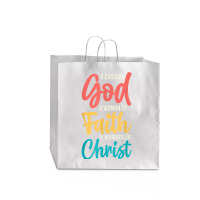 Jesus A Child Of God A Woman Of Faith A Warrior Of Christ Jumbo Paper Bag - 18 X 7 X 18 3/4 | Artistshot