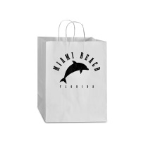 Miami Beach Florida Fl Vintage Surf Dolphin Vacation T Shirt Mart Paper Bag -13 X 7 X 17 | Artistshot