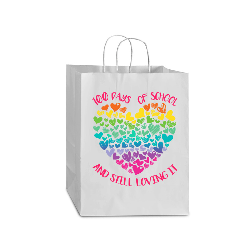 Cute 100 Days Of School And Still Loving It Hearts 100th Day Long Slee Mart Paper Bag -13 X 7 X 17 | Artistshot