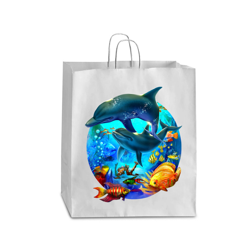 Dolphin Sea Life Save The Ocean Marine Biology Aquarium T Shirt Queen Paper Bag - 16 X 6 X 19 1/4 | Artistshot