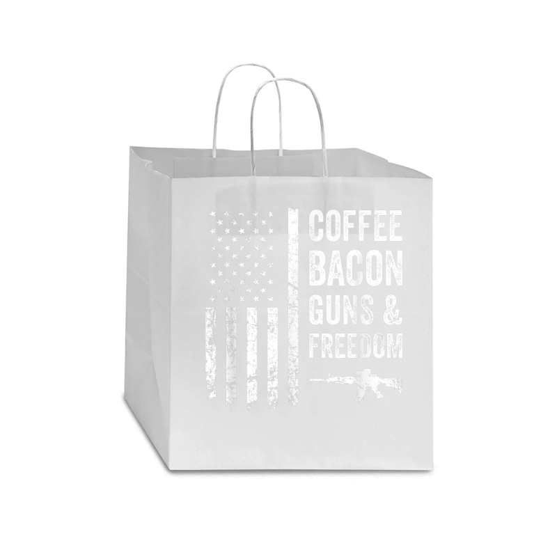 Coffee Bacon Guns And Freedom   Bbq Grill Funny Gun Usa Flag T Shirt Star Paper Bag - 13 X 7 X 13 | Artistshot